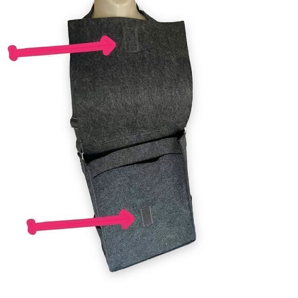 Crate&Barrel Charcoal Gray Felt Large Messenger Crossbody Bag - Picture 13 of 16